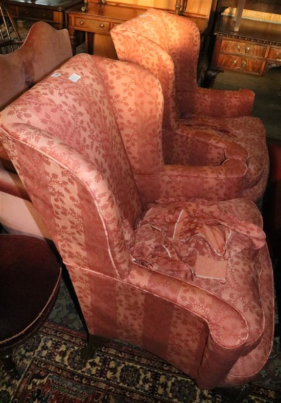 Pair wingback armchairs